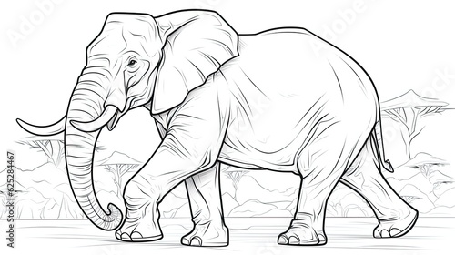 Vector line drawing of elephant