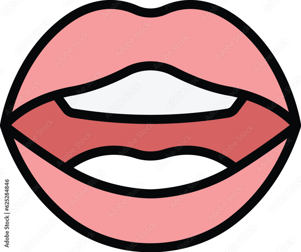 Tongue articulation icon outline vector. Mouth pronunciation. Language speech color flat