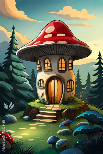 Fairytale toadstool mushroom house photo