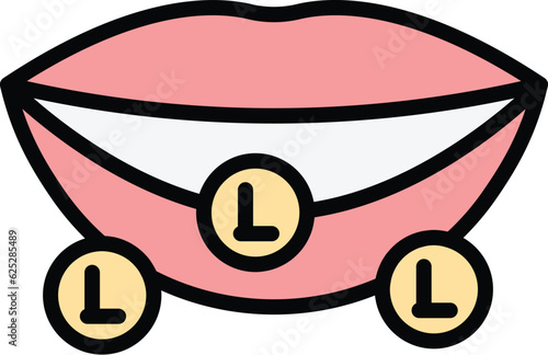 Letter pronunciation icon outline vector. Mouth animation. Sound expression color flat