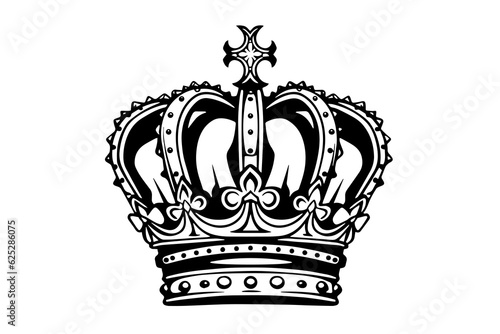 Hand drawn crown ink sketch. Engraving style vector illustration.