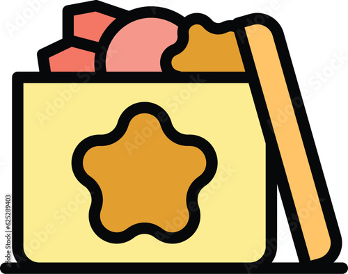 Toy box fine motor icon outline vector. School development. Skills play color flat