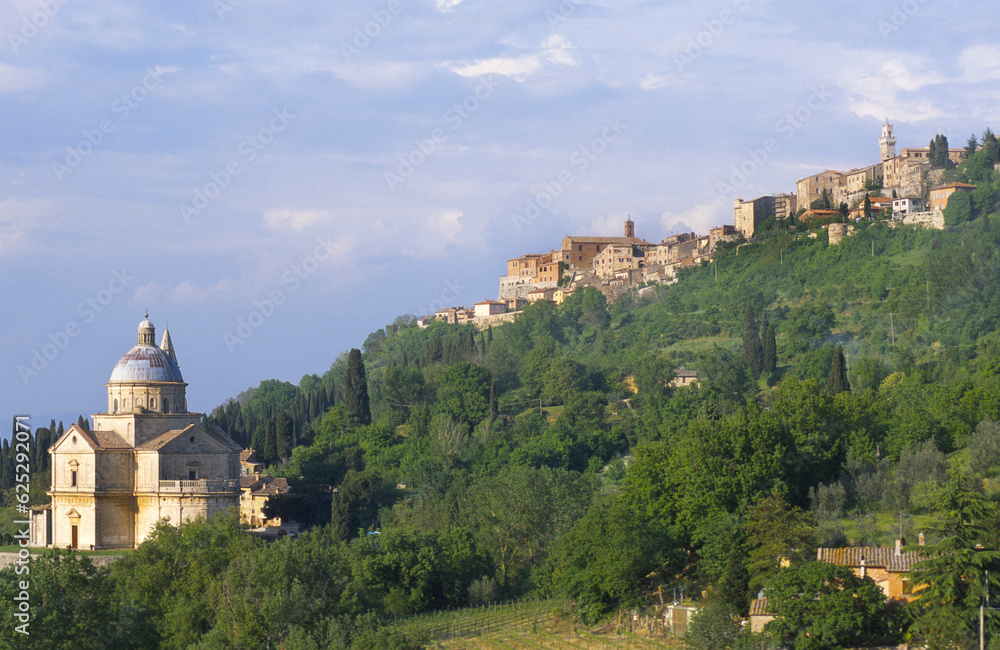 View of Montepulciano and Chiesa di San Biagio