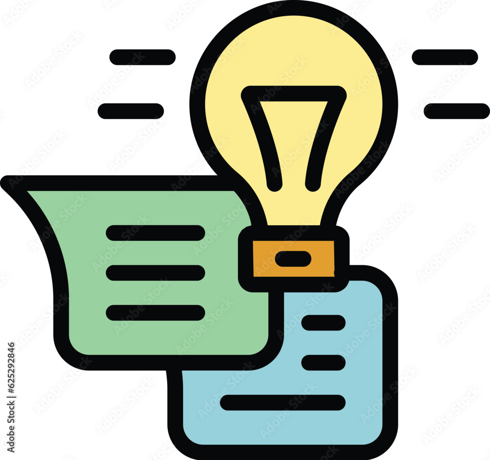 Creative bulb solution icon outline vector. Light idea. Power lightbulb color flat