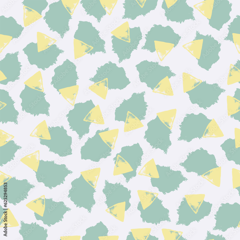 Multicolor seamless pattern from yellow, green blots. Free form abstract spots. Design for textile, wrapping paper
