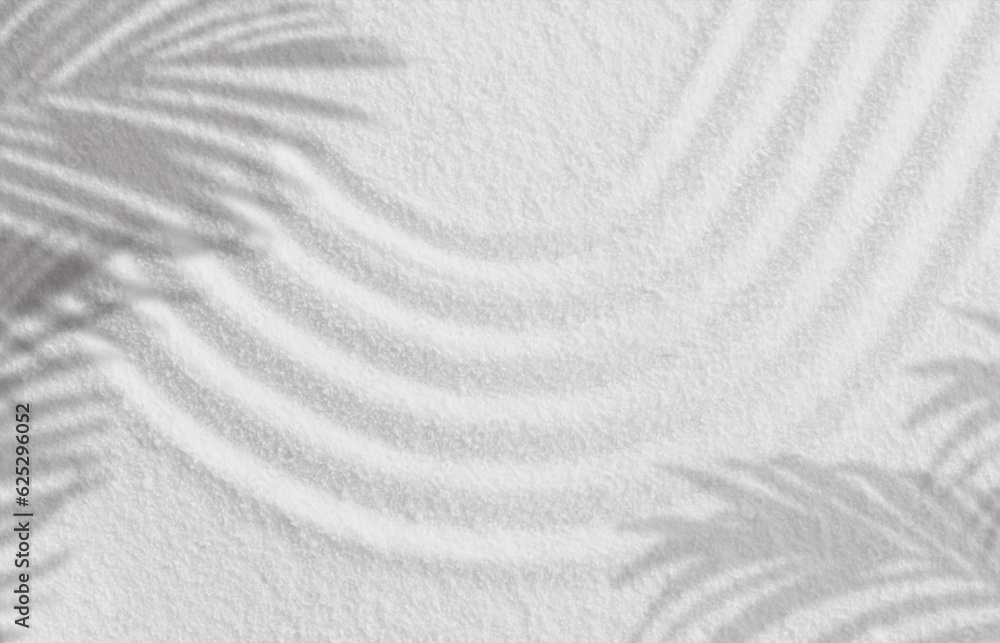 Sand texture with palm leaves shadow on spiritual pattern,Japanese Zen Garden white sand surface with coconut leaf shadow on circles,Harmony,Meditation,Zen like concept Sand texture with palm leaves shadow on spiritual pattern,Japanese Zen Garden white sand surface with coconut leaf shadow on circles,Harmony,Meditation,Zen like concept