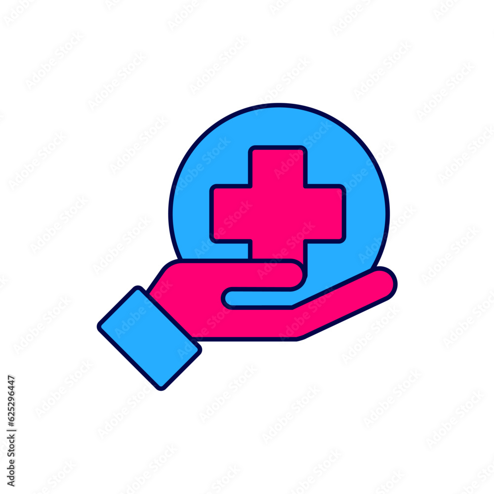 Filled outline Cross hospital medical icon isolated on white background. First aid. Diagnostics symbol. Medicine and pharmacy sign. Vector Filled outline Cross hospital medical icon isolated on white background. First aid. Diagnostics symbol. Medicine and pharmacy sign. Vector