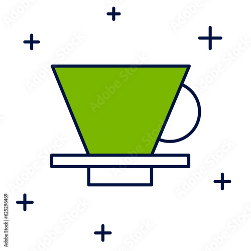 Filled outline V60 coffee maker icon isolated on white background. Vector