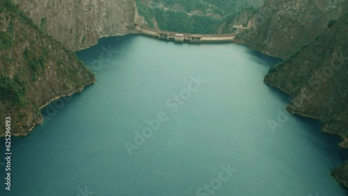 Monteynard-Avignonet dam and artificial lake on the River Drac, Isere, France. View from above photo