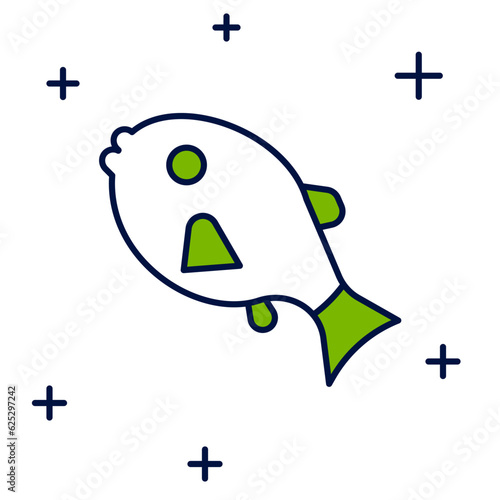 Filled outline Tropical fish icon isolated on white background. Exotic fish. Vector