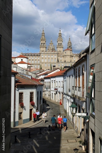 Rúa das Hortas, Santiago de Compestela, looking towards the Cathedral. photo