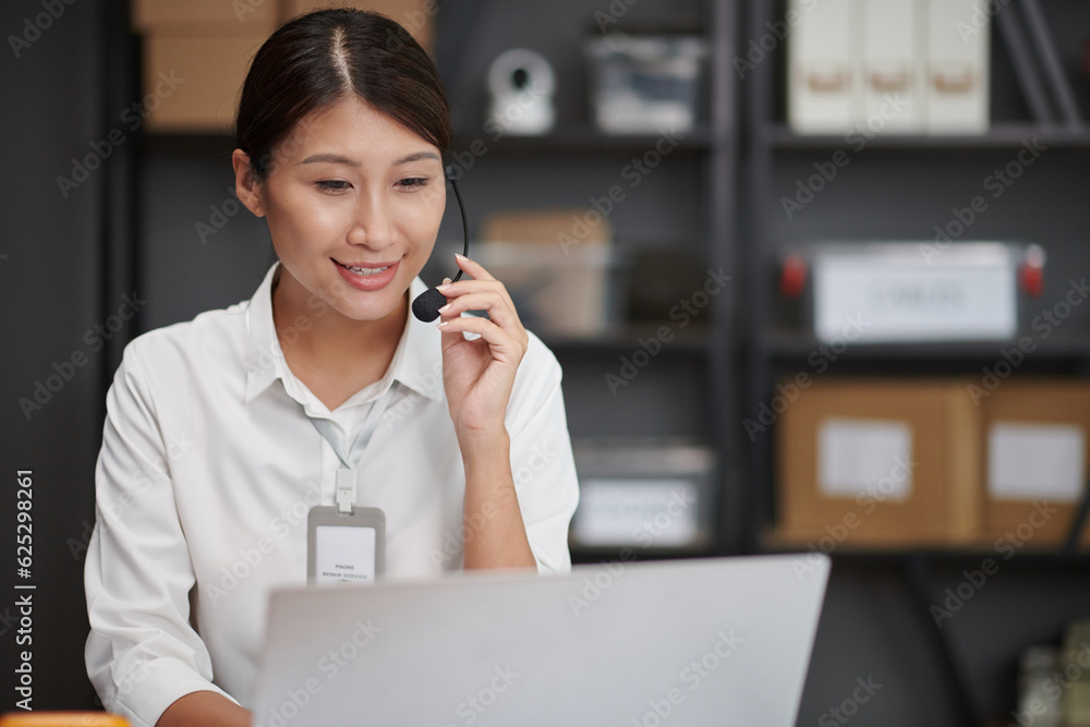 Repairing service manager answering video call from client Repairing service manager answering video call from client
