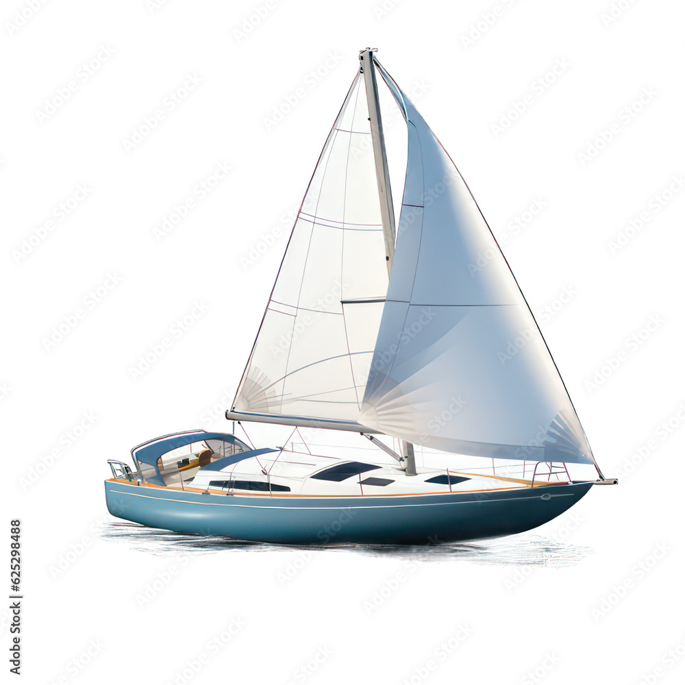 Fototapeta premium Sailing yacht isolated on white created with Generative AI