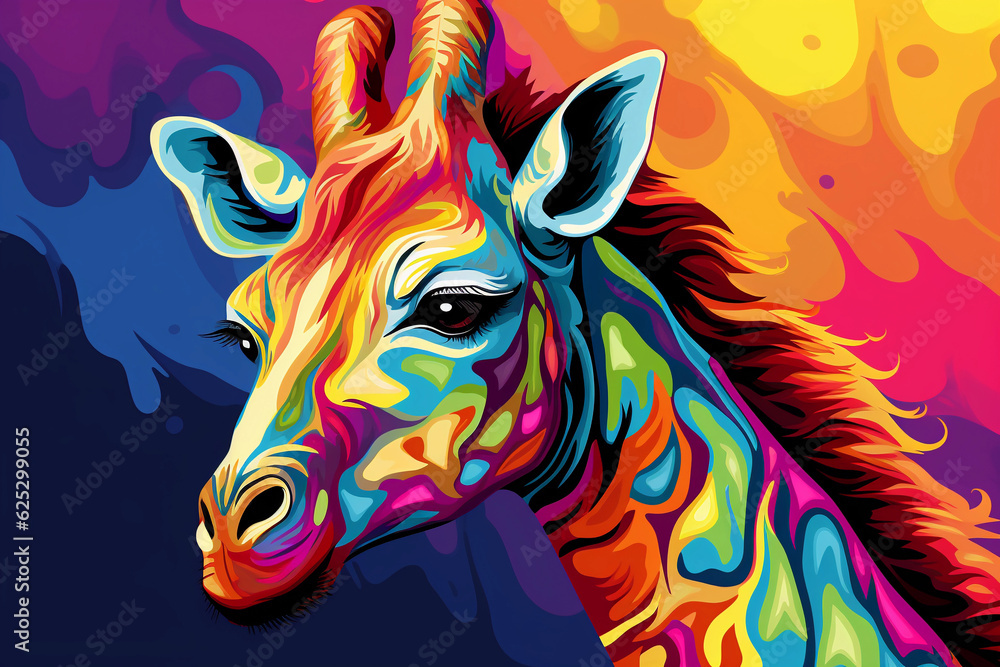 giraffe colorful illustration, cute funny cub animal giraffe colorful illustration, cute funny cub animal
