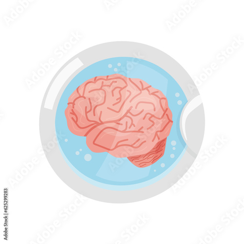 Brain washing image in cartoon style. Editable vector illustration