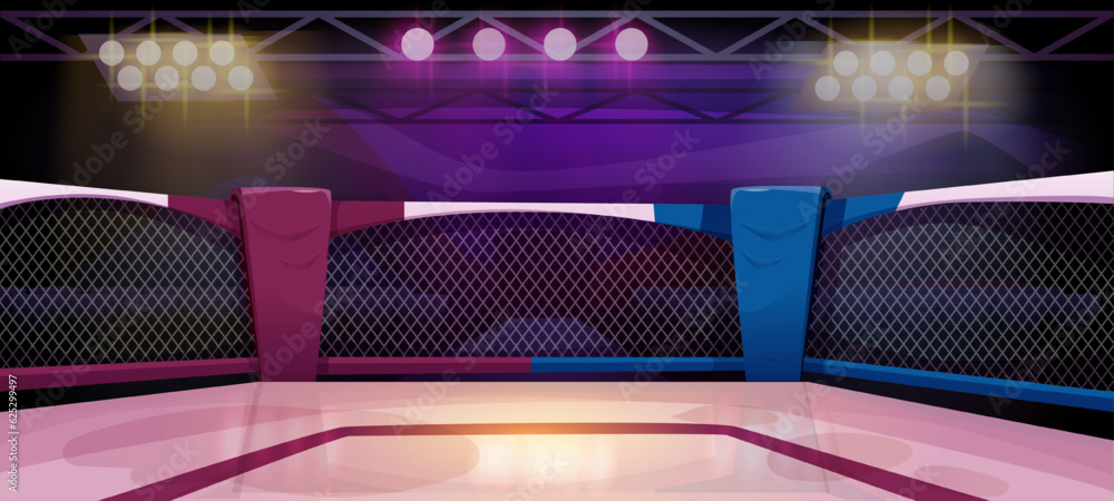 Vetor de Boxing ring poster. Panorama with sports arena for fight ...