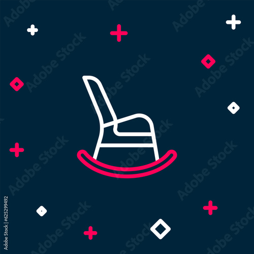 Line Rocking chair icon isolated on blue background. Colorful outline concept. Vector