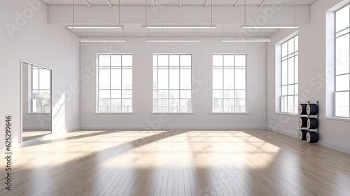 Minimal style interior room with white wall. dance hall  office space