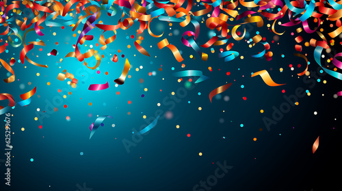 Design de fundo de serpentinas com padrões de aniversário e confetes coloridos para festa de aniversário e outras celebrações. ilustração vetorial