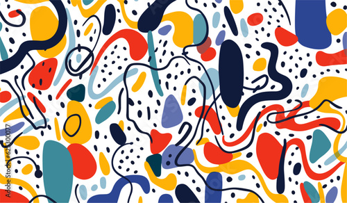 Whimsical Line Art Bonanza: Seamless Patterns Filled with Colorful Doodles, Perfect for Children and Trendy Creations