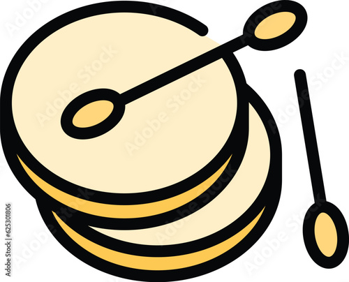 Cotton sticks icon outline vector. Ear swab. Cleaning disc color flat