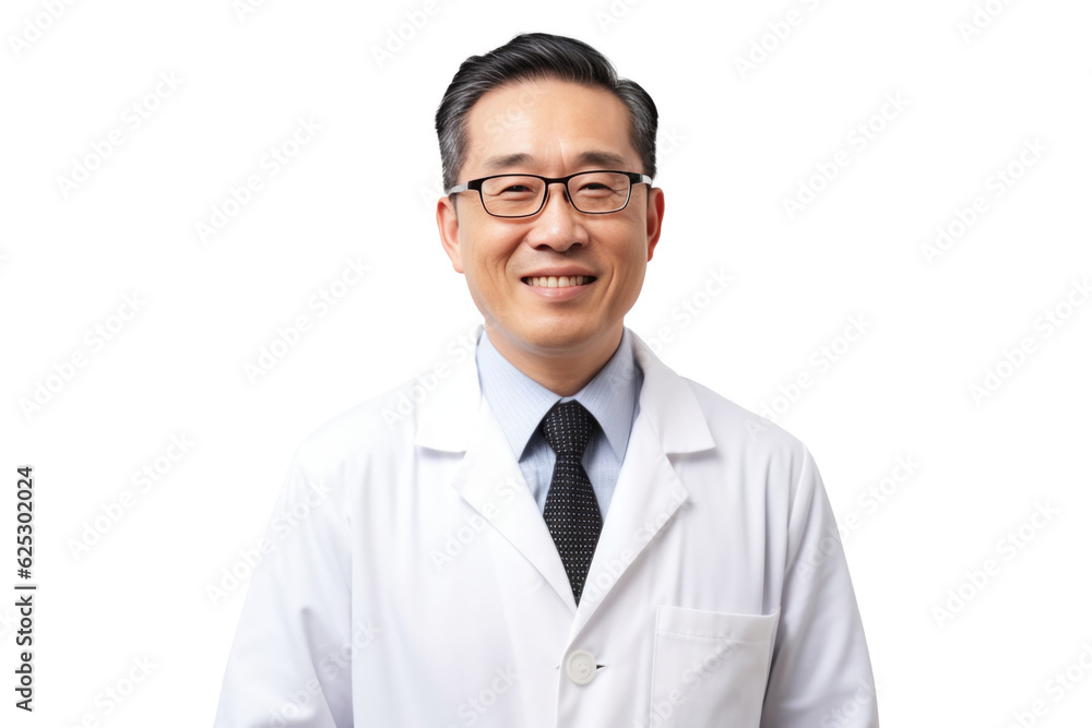 Chinese Doctor in Medical Uniform, Tie, and Eyeglasses - Medium Shot on Transparent Background PNG File for Healthcare Designs - Generative AI Chinese Doctor in Medical Uniform, Tie, and Eyeglasses - Medium Shot on Transparent Background PNG File for Healthcare Designs - Generative AI