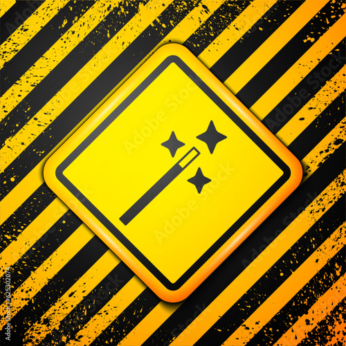 Black Photo retouching icon isolated on yellow background. Photographer, photography, retouch icon. Warning sign. Vector