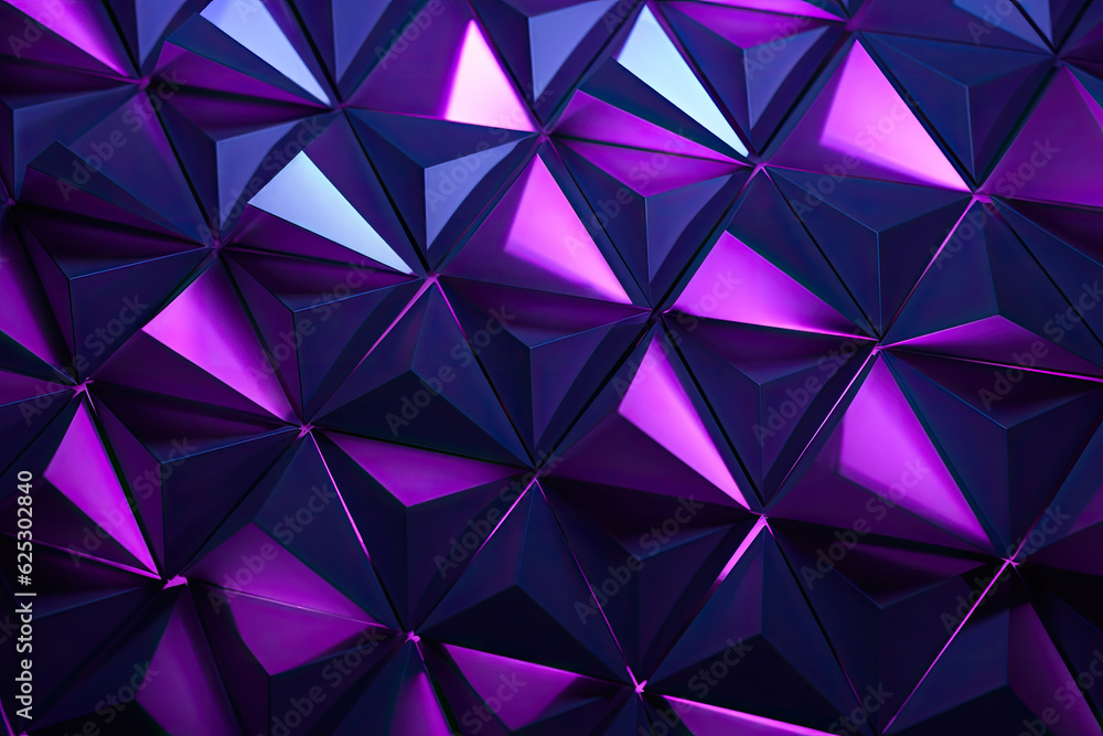 Obraz premium Purple Triangle Background, Abstract 3D Design, Violet Geometric Wallpaper - Generative Ai 