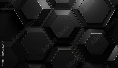 Deep Black Wallpaper Hexagon Design, Amazing 3D Futuristic Backdrop - Generative Ai © Unitify