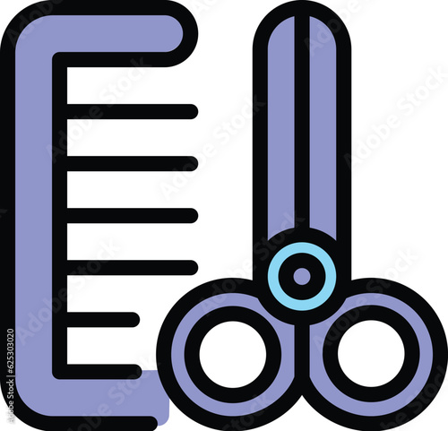 Hairdresser tool icon outline vector. Hair comb. Grooming salon color flat