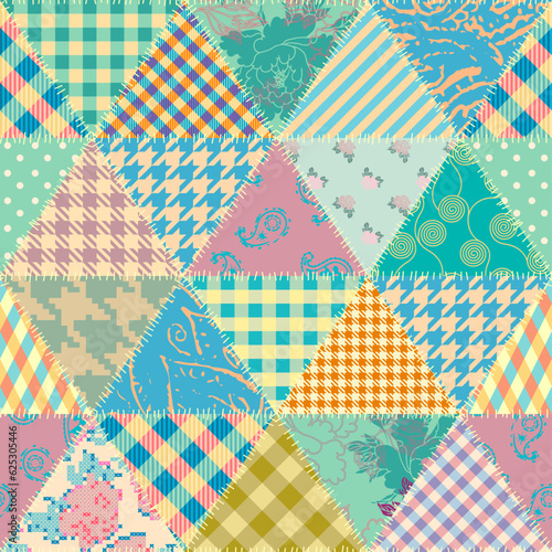 Textille patchwork pattern. Seamless Vector image.