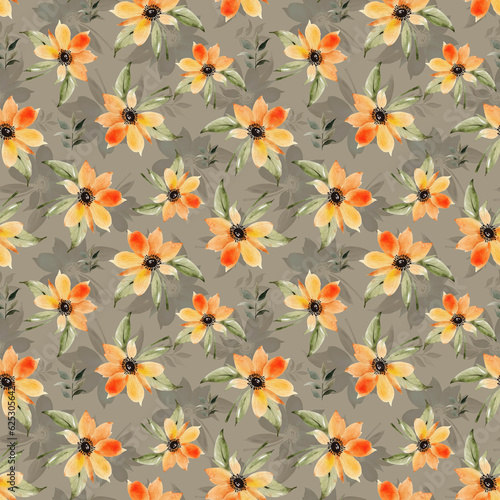 Seamless pattern with delicate orange large flowers.