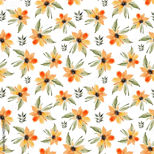 Seamless pattern with delicate orange large flowers.