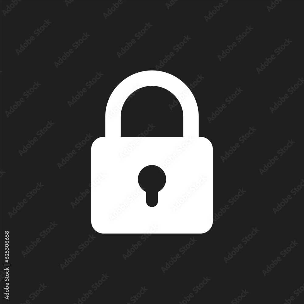 Flat simple white lock padlock icon in background. Flat simple white lock padlock icon in background.