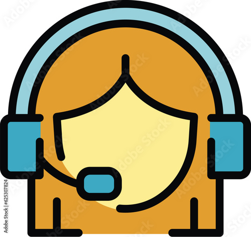 Online sale operator icon outline vector. Call center. Customer service color flat