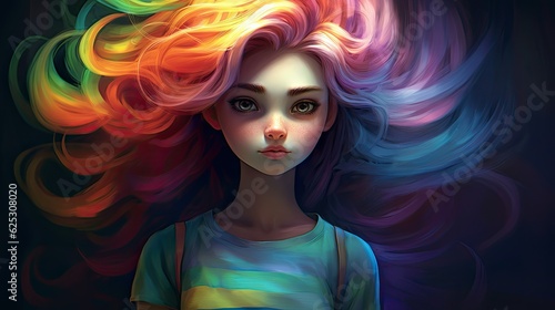 a person with colorful hair