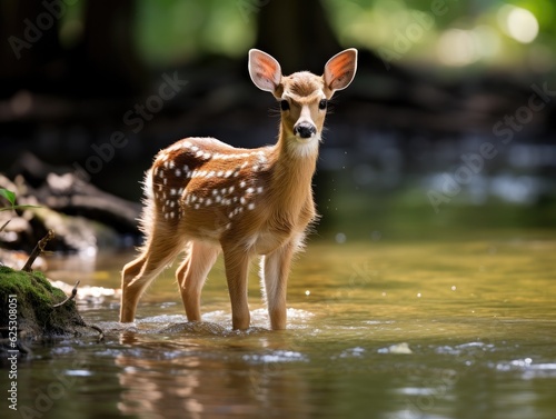 a deer standing in water © sam