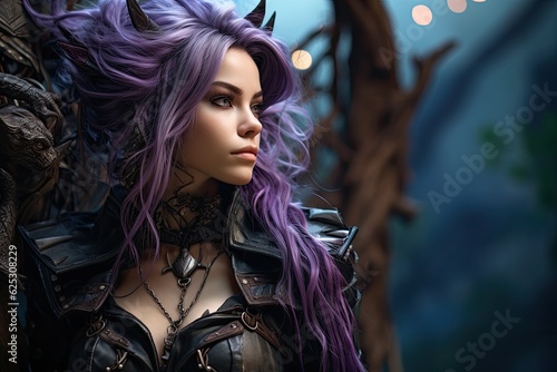 a woman with purple hair