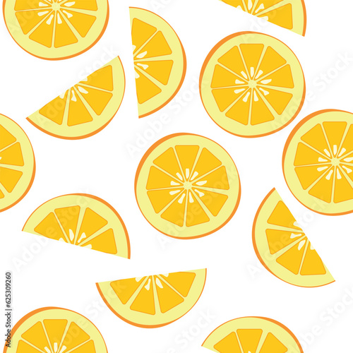 Orange slices seamless pattern, vector