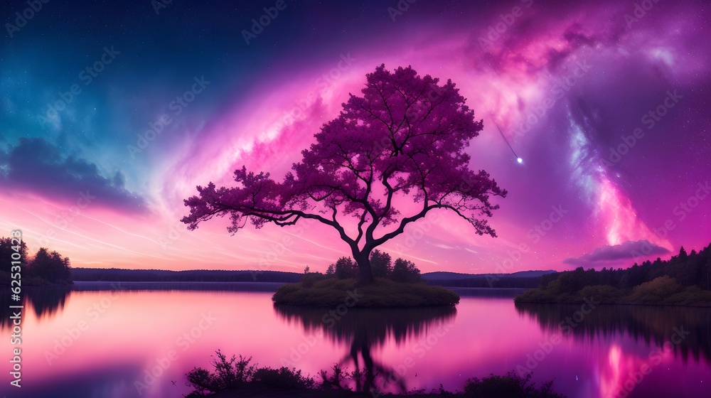 sunset over the lake