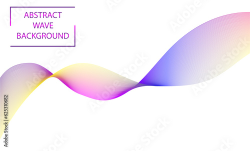 Abstract wave background, blend tool lines, neon colors in gradient on white or transparent background
