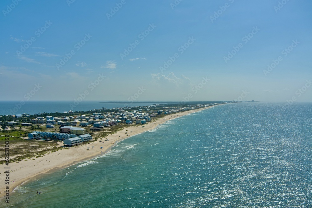 Aerial view of beach houses at Fort Morgan, Alabama