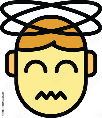 Dizziness head icon outline vector. Dizzy man. Vertigo faint color flat