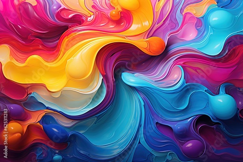 3D Chromatic Cascade  Vibrant  Dynamic  Organic  Energetic  Fluid  Expressive  Colorful swirls