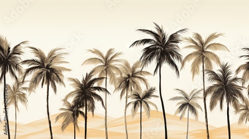 a painting of a palm tree line with a beige background. generative ai