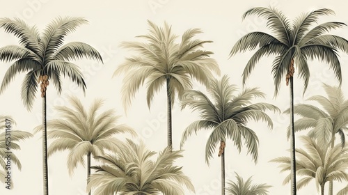  a group of palm trees on a white wallpaper background.  generative ai