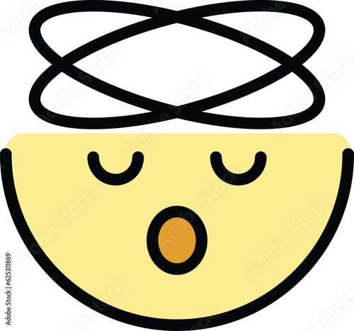 Dizziness unwell icon outline vector. Dizzy headache. Head vertigo color flat