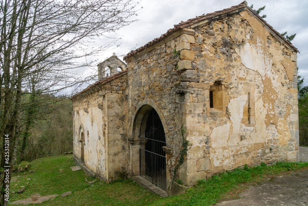 Romanesque church of San Pedro de Con (12th century). Cangas de Onis, Asturias, Spain.