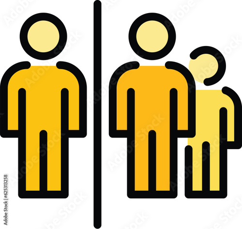 Crowd distance icon outline vector. Social space. Avoid group color flat