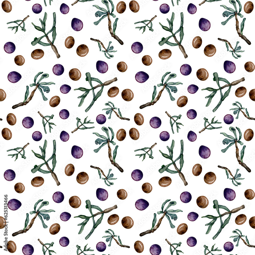 Floral seamless pattern with succulents and decorative pebbles. Watercolor print for textile or wallpaper. Floral seamless pattern with succulents and decorative pebbles. Watercolor print for textile or wallpaper.
